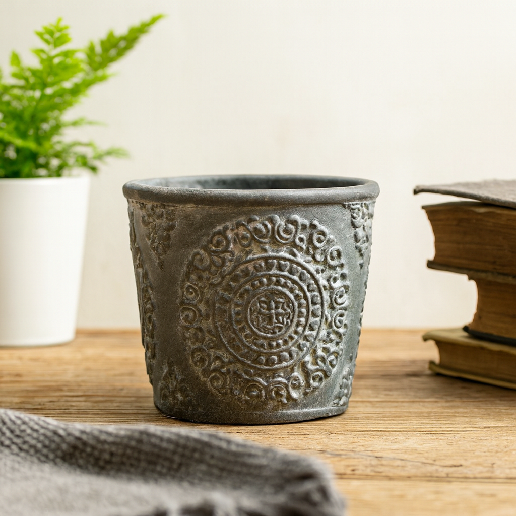 Flowerpot with Vintage African Elements
