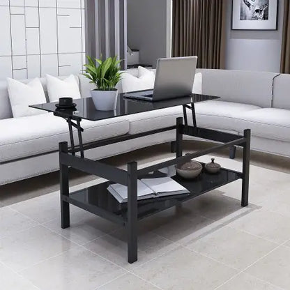 Two-tiered glass coffee table