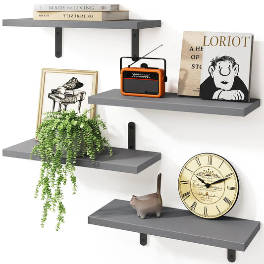 Estantes Flotantes para Pared Gris (Set de 4)