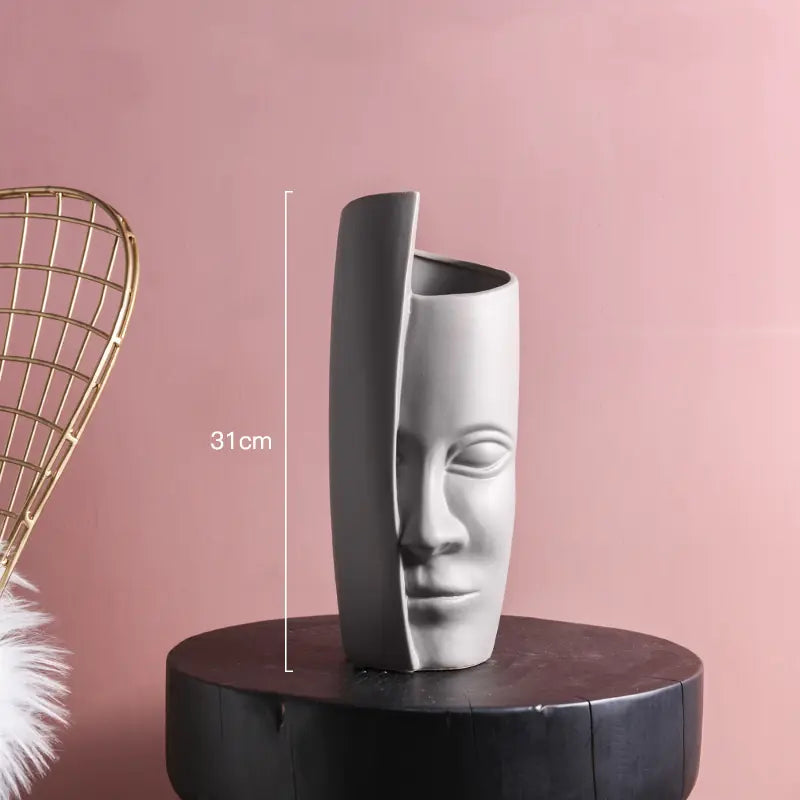 Gerro d'Art Ceràmic amb Rostre Abstracte Nòrdic Creatiu