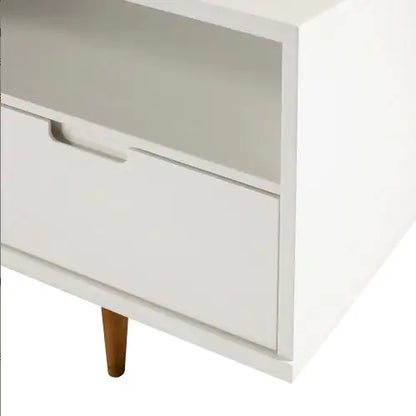 Solid Wood TV Stand with 3 Drawers for TVs up to 65" - White
