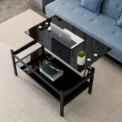 Two-tiered glass coffee table