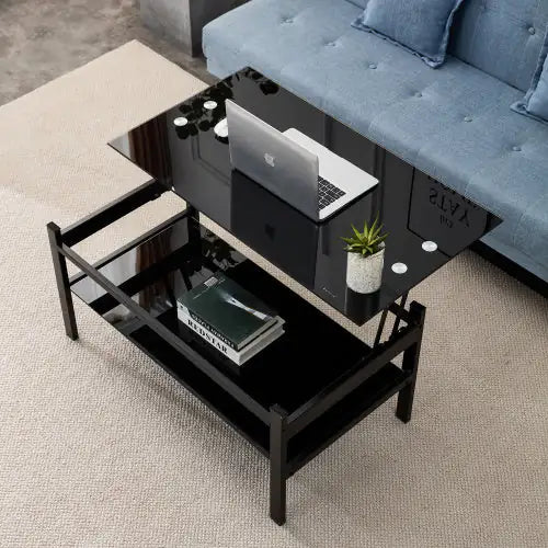 Two-tiered glass coffee table