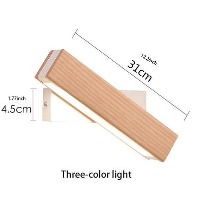 Minimalist Rotating LED Wooden Wall Lamp
