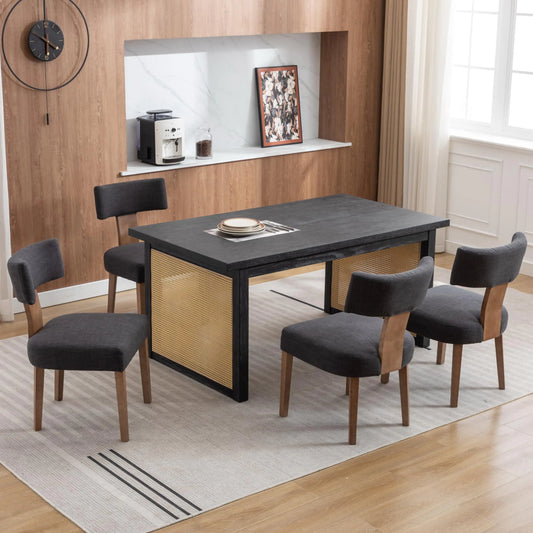 Wooden and Linen Dining Chairs (pack of 4)