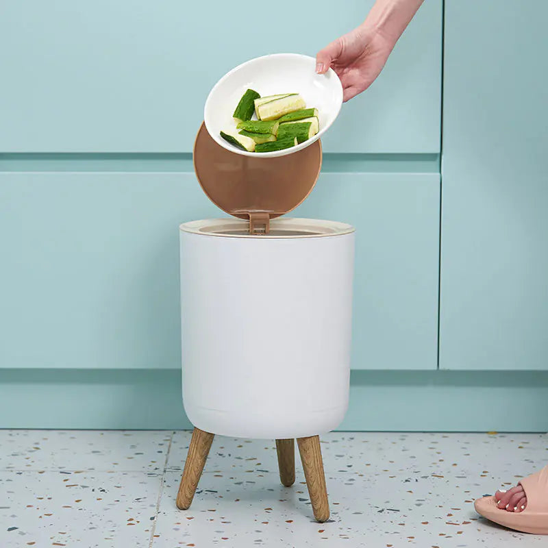Creative Nordic Style Wooden Waste Bin with Lid