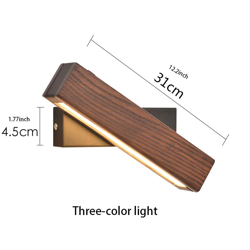 Minimalist Rotating LED Wooden Wall Lamp