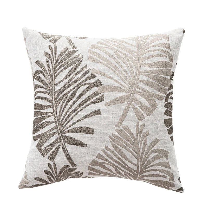 Funda de Coixí de Lli amb Estampat de Fulles