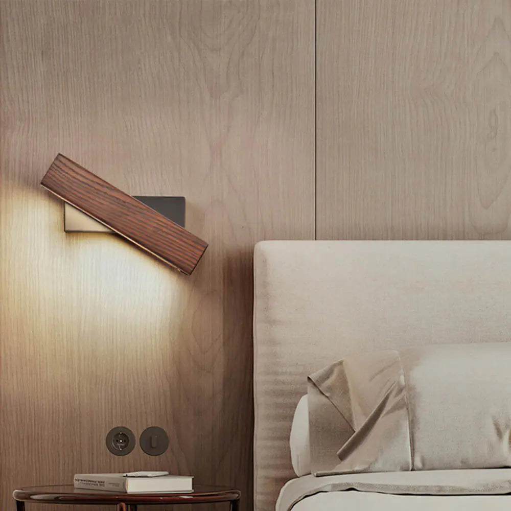 Minimalist Rotating LED Wooden Wall Lamp