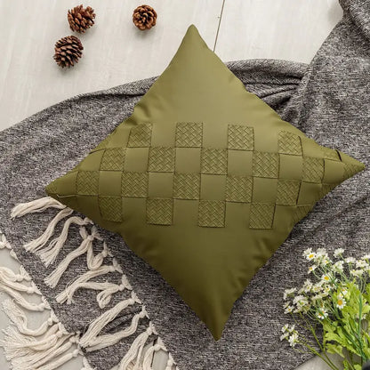 Funda de coixí Teixida de Cuir Artificial