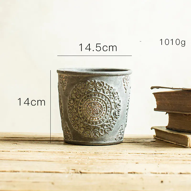 Flowerpot with Vintage African Elements