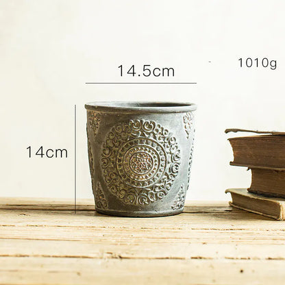 Flowerpot with Vintage African Elements
