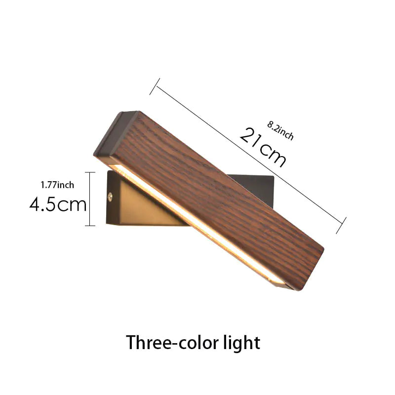 Minimalist Rotating LED Wooden Wall Lamp