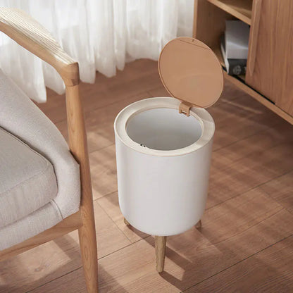Creative Nordic Style Wooden Waste Bin with Lid