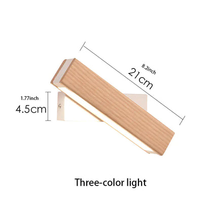 Minimalist Rotating LED Wooden Wall Lamp