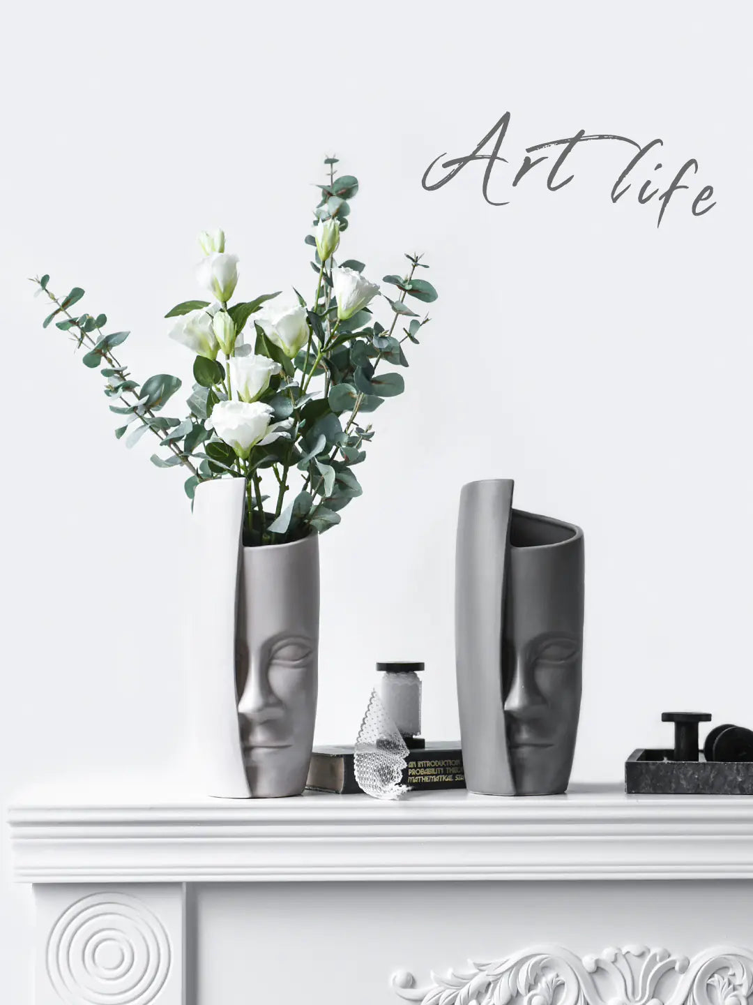 Gerro d'Art Ceràmic amb Rostre Abstracte Nòrdic Creatiu