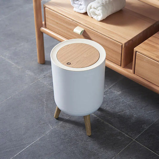 Creative Nordic Style Wooden Waste Bin with Lid