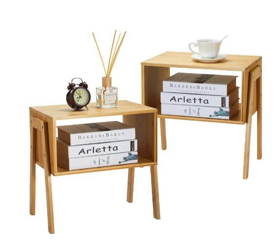 Stackable Bamboo Side Tables (2 units)
