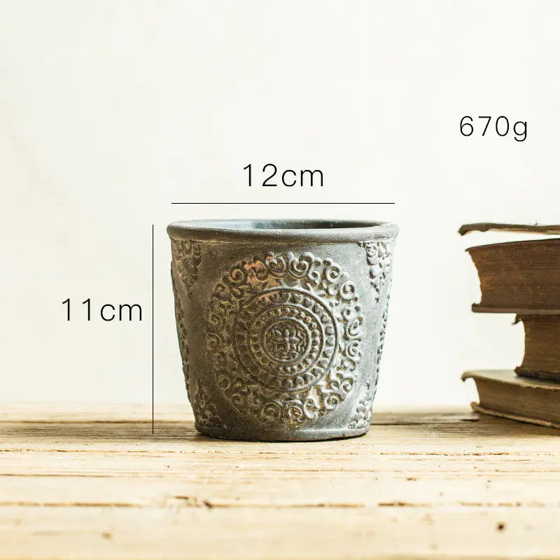Flowerpot with Vintage African Elements