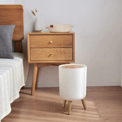 Creative Nordic Style Wooden Waste Bin with Lid