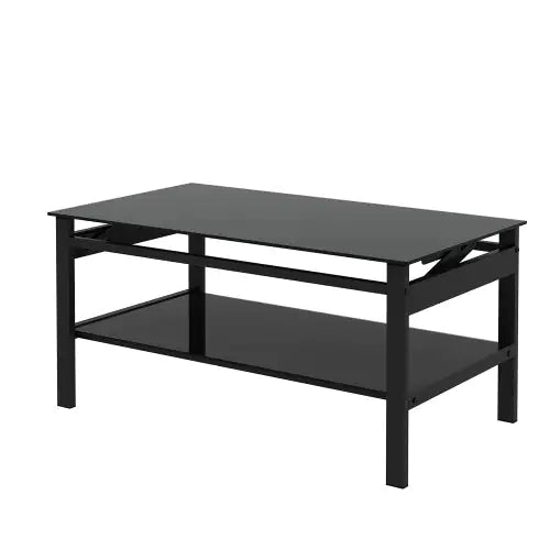 Two-tiered glass coffee table