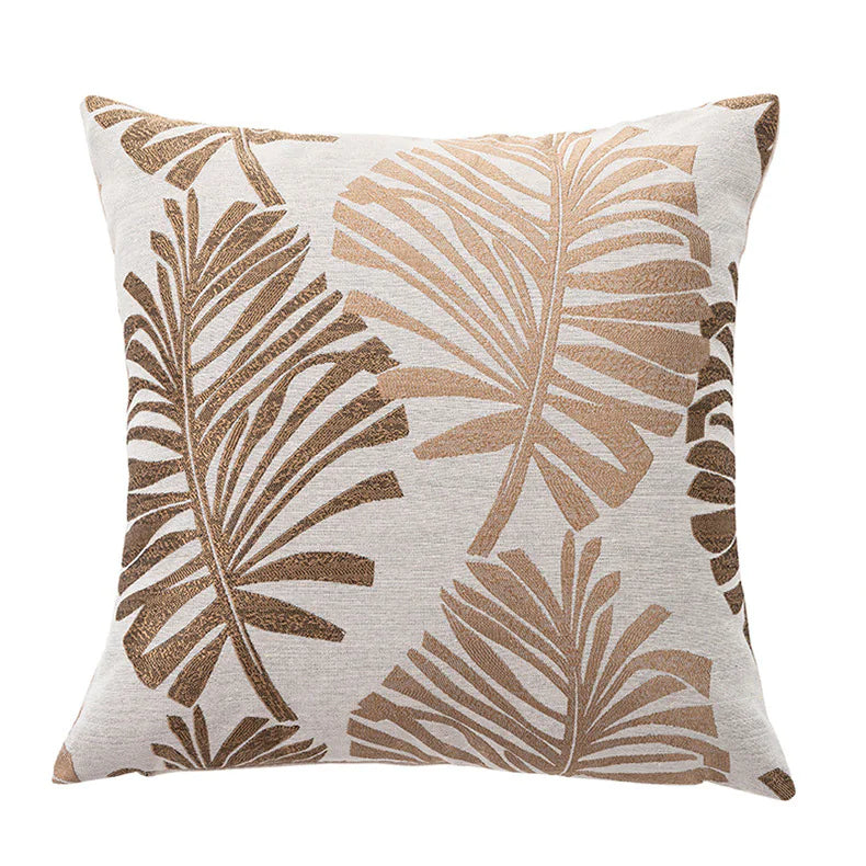 Funda de Coixí de Lli amb Estampat de Fulles