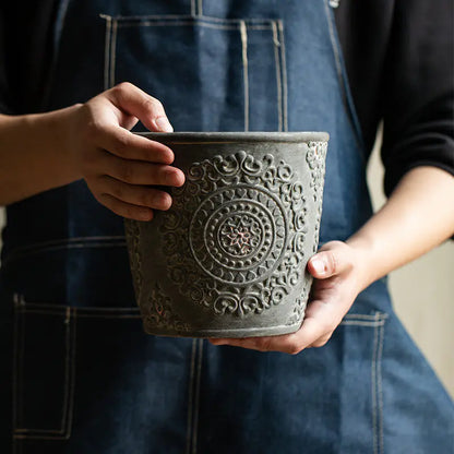 Flowerpot with Vintage African Elements